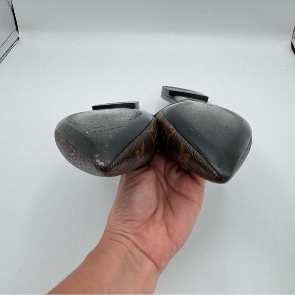 Authentic LOUIS VUITTON Patent Monogram Cherie Slingback Ballerina Flats 37 - Picture 6 of 8